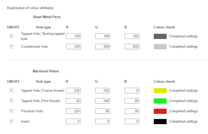 meviy using color attributes of CAD data
