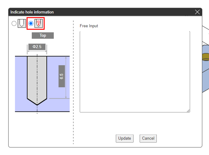 Enter Hole Information for "Other" Holes