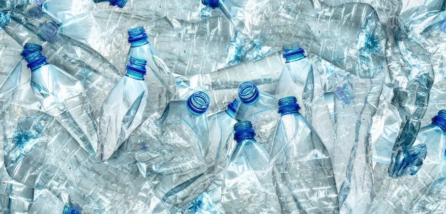Example of plastic bottles made with PET (Polyethylene Terephthalate)