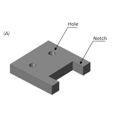 Example of a machined plate with a notch without radius