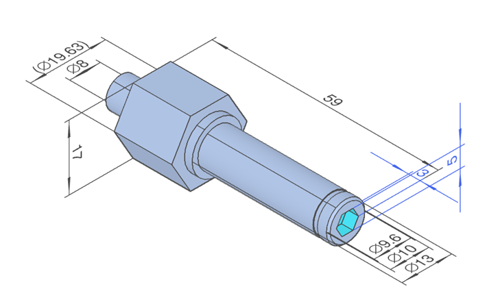 example of an hexagon hole available now at meviy for automatic quotes