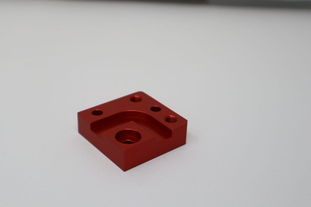 Example of a sheet metal in red anodizing coating