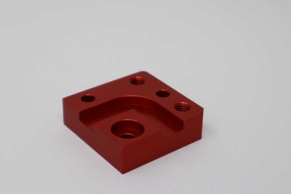 Example of a sheet metal in red anodizing coating