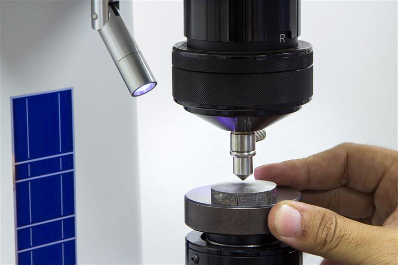 Example of a test to check the metal hardness of a component